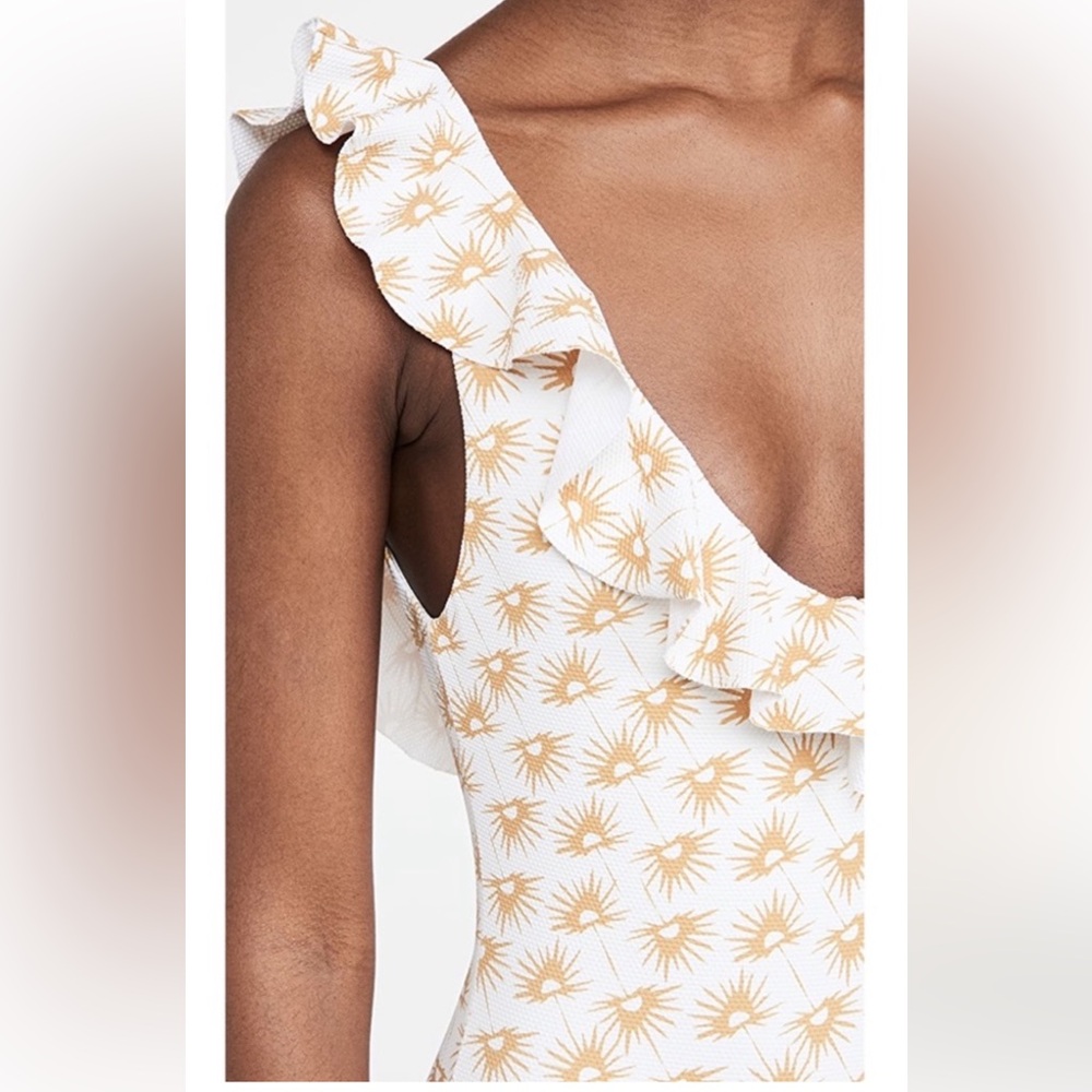Eberjey Loreta Palapas ruffle trim low back white sun one piece swimsuit… - Picture 3 of 9